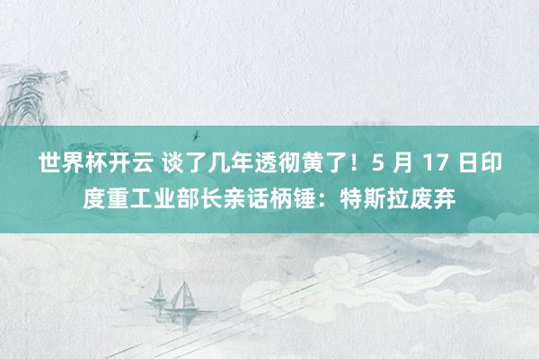 世界杯开云 谈了几年透彻黄了！5 月 17 日印度重工业部长亲话柄锤：特斯拉废弃