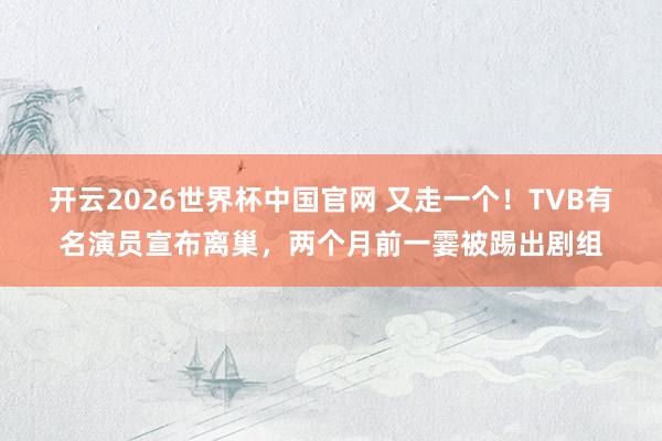 开云2026世界杯中国官网 又走一个！TVB有名演员宣布离巢，两个月前一霎被踢出剧组