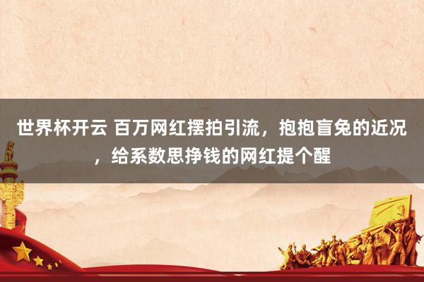 世界杯开云 百万网红摆拍引流，抱抱盲兔的近况，给系数思挣钱的网红提个醒