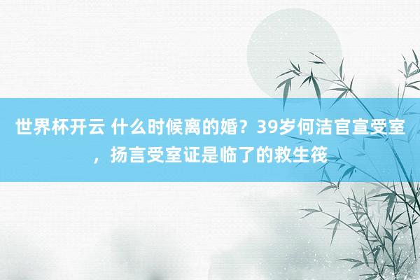世界杯开云 什么时候离的婚？39岁何洁官宣受室，扬言受室证是临了的救生筏