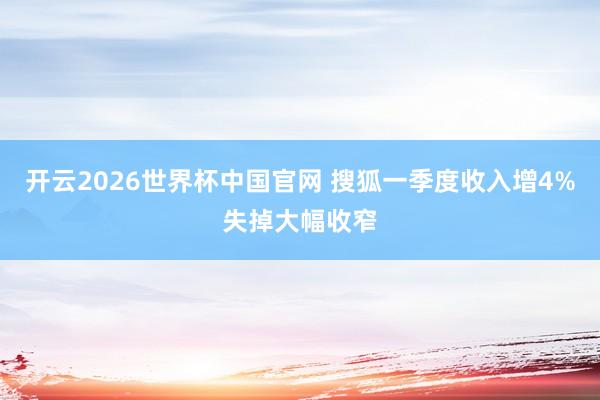 开云2026世界杯中国官网 搜狐一季度收入增4%失掉大幅收窄