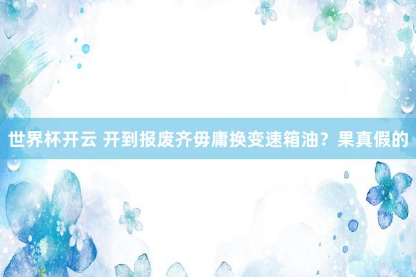 世界杯开云 开到报废齐毋庸换变速箱油？果真假的