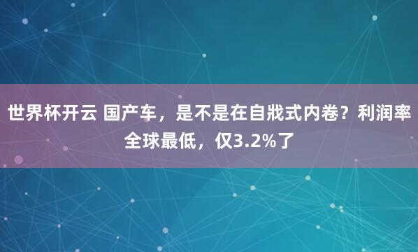 世界杯开云 国产车，是不是在自戕式内卷？利润率全球最低，仅3.2%了