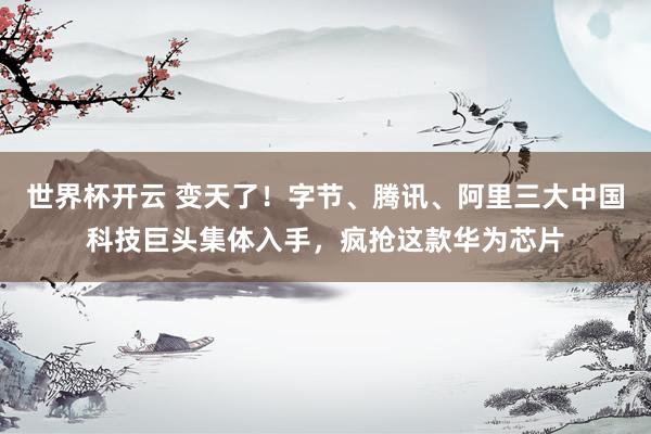 世界杯开云 变天了！字节、腾讯、阿里三大中国科技巨头集体入手，疯抢这款华为芯片