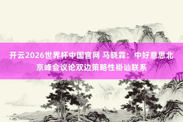 开云2026世界杯中国官网 马晓霖：中好意思北京峰会议论双边策略性褂讪联系