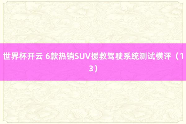 世界杯开云 6款热销SUV援救驾驶系统测试横评（13）