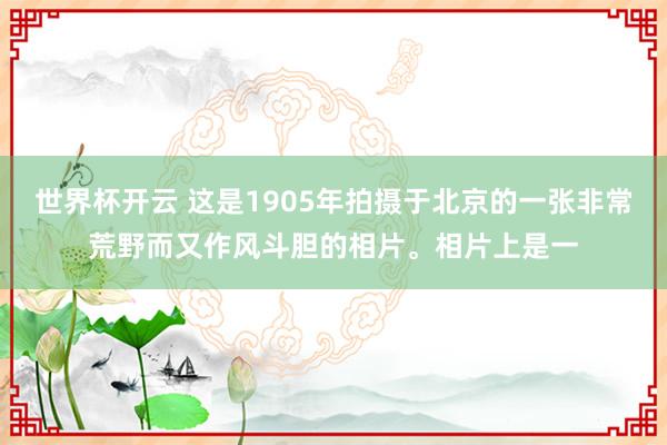 世界杯开云 这是1905年拍摄于北京的一张非常荒野而又作风斗胆的相片。相片上是一