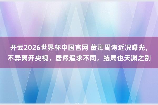 开云2026世界杯中国官网 董卿周涛近况曝光，不异离开央视，居然追求不同，结局也天渊之别