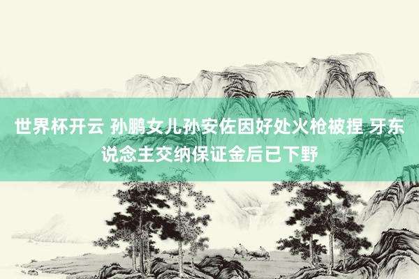 世界杯开云 孙鹏女儿孙安佐因好处火枪被捏 牙东说念主交纳保证金后已下野