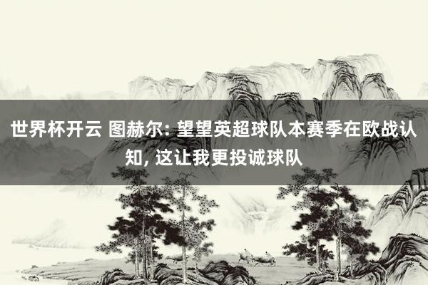世界杯开云 图赫尔: 望望英超球队本赛季在欧战认知， 这让我更投诚球队