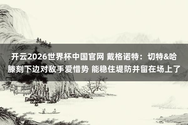 开云2026世界杯中国官网 戴格诺特：切特&哈滕刻下边对敌手爱惜势 能稳住堤防并留在场上了