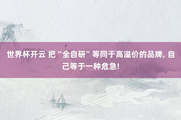 世界杯开云 把“全自研”等同于高溢价的品牌， 自己等于一种危急!