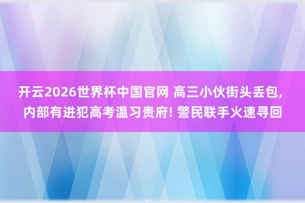 开云2026世界杯中国官网 高三小伙街头丢包, 内部有进犯高