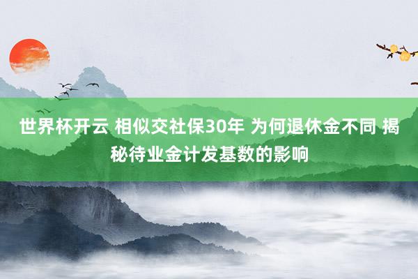 世界杯开云 相似交社保30年 为何退休金不同 揭秘待业金计发基数的影响