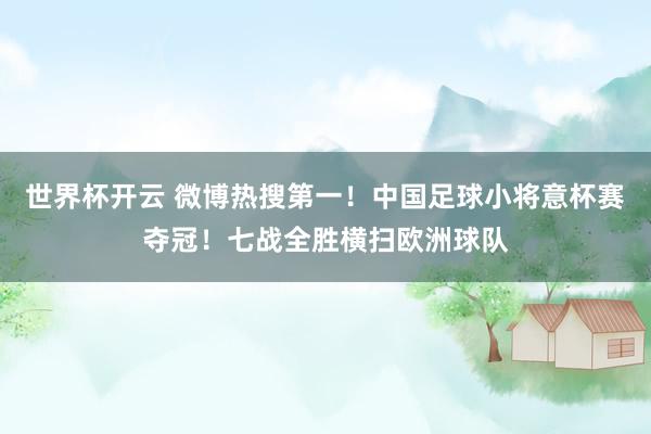 世界杯开云 微博热搜第一！中国足球小将意杯赛夺冠！七战全胜横扫欧洲球队