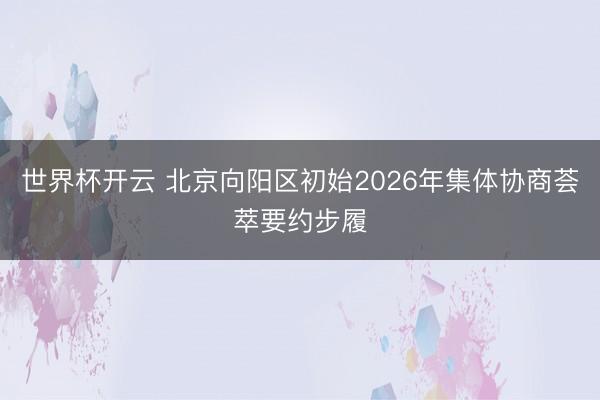 世界杯开云 北京向阳区初始2026年集体协商荟萃要约步履