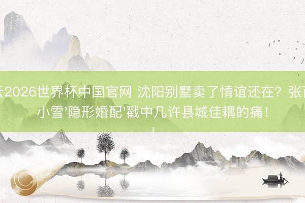 开云2026世界杯中国官网 沈阳别墅卖了情谊还在?张百乔小雪'隐形婚配'戳中几许县城佳耦的痛!