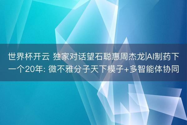 世界杯开云 独家对话望石聪惠周杰龙|AI制药下一个20年: 微不雅分子天下模子+多智能体协同